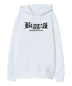 Bigger Checking Dream Beyaz Oversize Unisex Kapüşonlu Sweatshirt