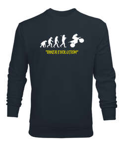 Biker Evolution - Sürücü Evrimi Füme Erkek Sweatshirt