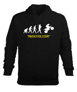 Biker Evolution - Sürücü Evrimi Siyah Erkek Kapüşonlu Hoodie Sweatshirt