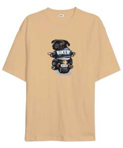 Bıker motor baskılı Camel Oversize Unisex Tişört