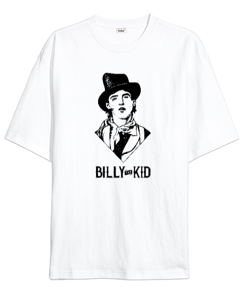 Tisho - Billy The Kid - Vahşi Batı - Wild West V2 Beyaz Oversize Unisex Tişört