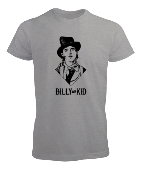 Tisho - Billy The Kid - Vahşi Batı - Wild West V2 Gri Erkek Tişört