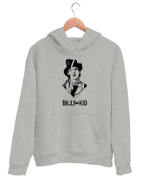 Tisho - Billy The Kid - Vahşi Batı - Wild West V2 Gri Unisex Kapşonlu Sweatshirt