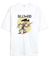 Billy The Kid - Vahşi Batı - Wild West V3 Beyaz Oversize Unisex Tişört - Thumbnail