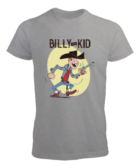 Tisho - Billy The Kid - Vahşi Batı - Wild West V3 Gri Erkek Tişört