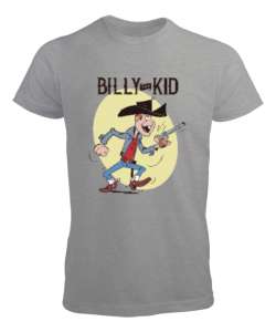 Billy The Kid - Vahşi Batı - Wild West V3 Gri Erkek Tişört