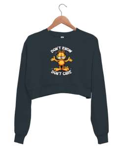 Bilmiyorum Umursamıyorum, Dont Care Füme Kadın Crop Sweatshirt