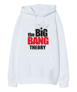 Bing Bang Theory Beyaz Oversize Unisex Kapüşonlu Sweatshirt