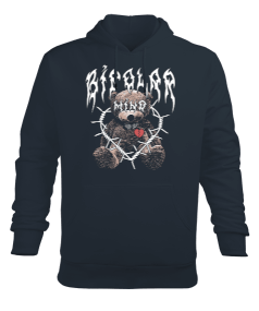 Bipolar Mind Bear Tasarım Baskılı Erkek Kapüşonlu Hoodie Sweatshirt