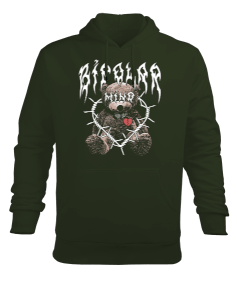 Bipolar Mind Bear Tasarım Baskılı Erkek Kapüşonlu Hoodie Sweatshirt