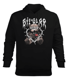 Bipolar Mind Bear Tasarım Baskılı Erkek Kapüşonlu Hoodie Sweatshirt