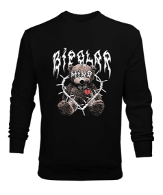 Bipolar Mind Bear Tasarım Baskılı Erkek Sweatshirt