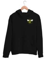 bir arı Siyah Unisex Kapşonlu Sweatshirt - Thumbnail