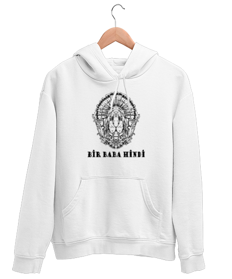 Tisho - Bir Baba Hindi Beyaz Unisex Kapşonlu Sweatshirt