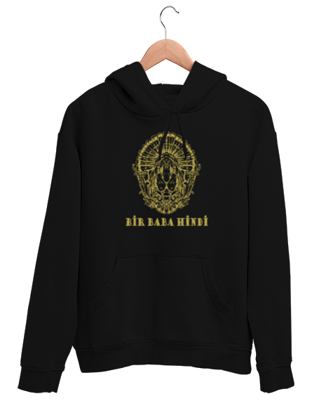 Tisho - Bir Baba Hindi Siyah Unisex Kapşonlu Sweatshirt