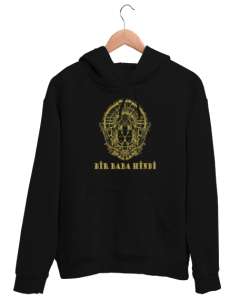 Bir Baba Hindi Siyah Unisex Kapşonlu Sweatshirt