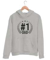 Bir Numara Baba - Best Dad Gri Unisex Kapşonlu Sweatshirt - Thumbnail