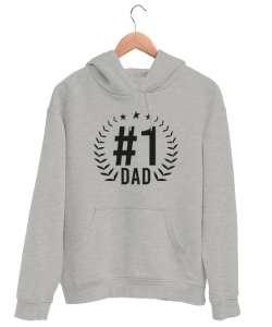 Bir Numara Baba - Best Dad Gri Unisex Kapşonlu Sweatshirt