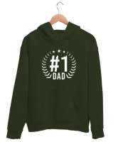 Bir Numara Baba - Best Dad Haki Yeşili Unisex Kapşonlu Sweatshirt - Thumbnail