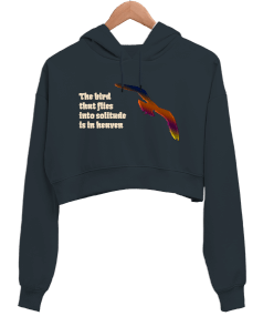 BIRD Kadın Crop Hoodie Kapüşonlu Sweatshirt