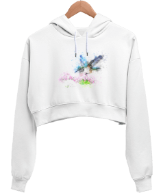 Bird Kadın Crop Hoodie Kapüşonlu Sweatshirt