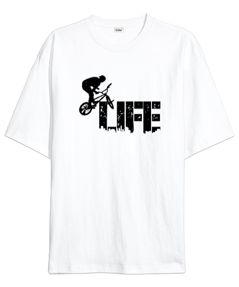 Tisho - Bisiklet - Bike Life Beyaz Oversize Unisex Tişört