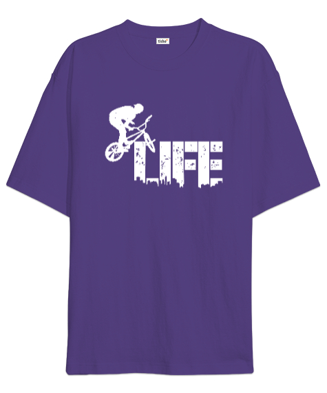 Tisho - Bisiklet - Bike Life Mor Oversize Unisex Tişört