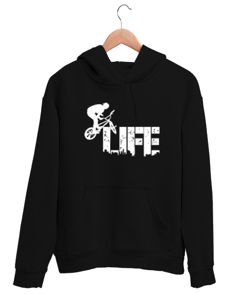 Tisho - Bisiklet - Bike Life Siyah Unisex Kapşonlu Sweatshirt