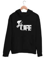 Bisiklet - Bike Life Siyah Unisex Kapşonlu Sweatshirt - Thumbnail