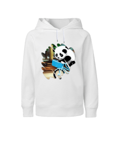 BİSİKLET SÜREN PANDA Çocuk Unisex Hoodie Kapüşonlu