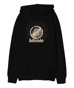 Bitcoin Blauart Oversize Unisex Kapüşonlu Sweatshirt