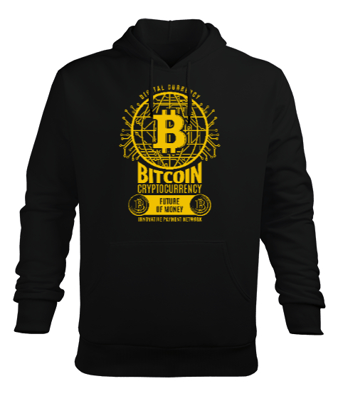 Bitcoin - Crypto V4 Blu Siyah Erkek Kapüşonlu Hoodie Sweatshirt