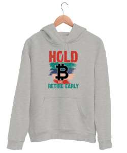 Bitcoin - Erken emekli Ol - Hold Early Gri Unisex Kapşonlu Sweatshirt