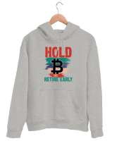 Bitcoin - Erken emekli Ol - Hold Early Gri Unisex Kapşonlu Sweatshirt - Thumbnail