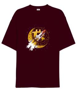 Bitcoin - Kripto - Cyripto Bordo Oversize Unisex Tişört