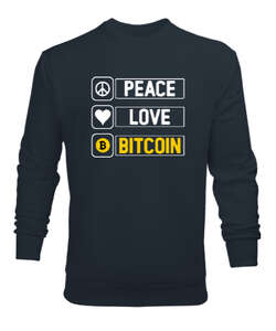 Bitcoin Routine - Peace, Love- Crypto Füme Erkek Sweatshirt