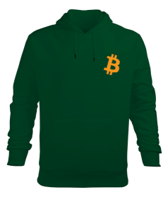 Bitcoin tasarımlı yeşil sweatshirt Erkek Kapüşonlu Hoodie Sweatshirt