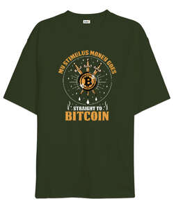 Bitcoin V3 Blu- Crypto Haki Yeşili Oversize Unisex Tişört