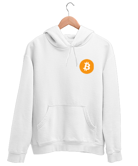 Tisho - Bitcoin white Beyaz Unisex Kapşonlu Sweatshirt