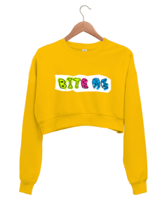 Bite Me Baskılı Kadın Crop Sweatshirt