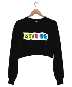 Bite Me Baskılı Kadın Crop Sweatshirt