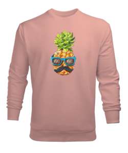 Bıyıklı ananas baskılı Yavru Ağzı Erkek Sweatshirt