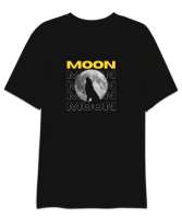  Black and Yellow Dark Moon Siyah Oversize Unisex Tişört - Thumbnail