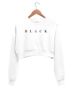 BLACK Beyaz Kadın Crop Sweatshirt