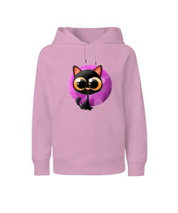 Black cat Pembe Çocuk Unisex Hoodie Kapüşonlu