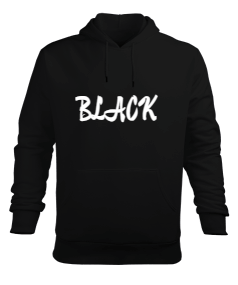 Black Erkek Kapüşonlu Hoodie Sweatshirt