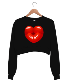 black Kadın Crop Sweatshirt