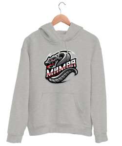 Black Mamba Gri Unisex Kapşonlu Sweatshirt