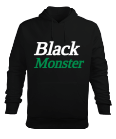 Black Monster yazılı Erkek Kapüşonlu Hoodie Sweatshirt