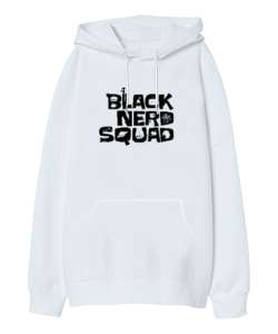 Black Nero Squad Beyaz Oversize Unisex Kapüşonlu Sweatshirt